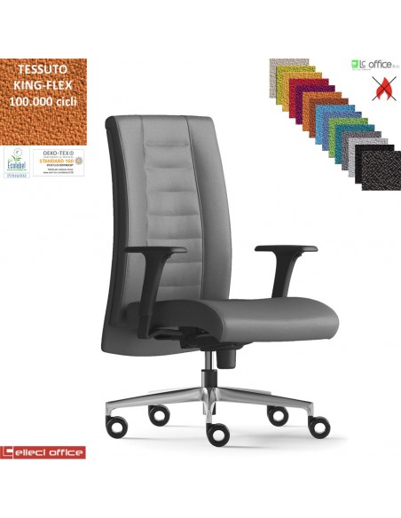 TAIT Poltrona semi direzionale mov. sincro multiblock braccioli regol. nylon pad scorrevole base allu KING FLEX class 1IM