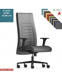 TAIT Poltrona direzionale mov. sincro multiblock braccioli regol. nylon pad scorrevole base nylon ecopelle SECRET class 1 IM