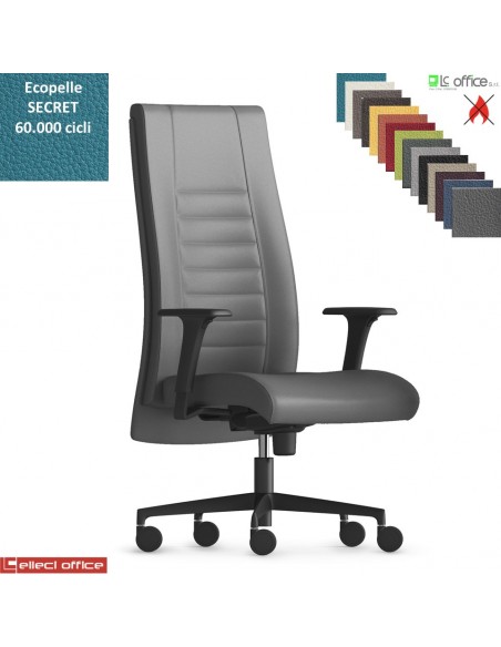 TAIT Poltrona direzionale mov. sincro multiblock braccioli regol. nylon pad scorrevole base nylon ecopelle SECRET class 1 IM