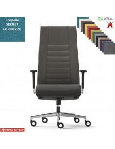 TAIT Poltrona direzionale mov. sincro multiblock braccioli regol. nylon pad scorrevole base alum ecopelle SECRET class 1 IM