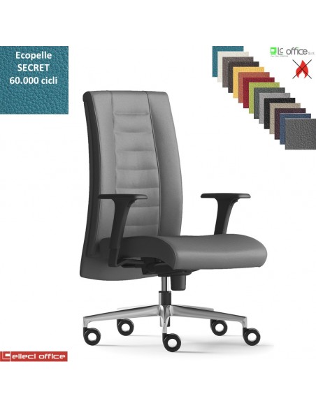TAIT Poltrona semi direzionale mov. sincro multiblock braccioli regol. nylon pad scorrevole base allu ecopelle SECRET class 1 IM