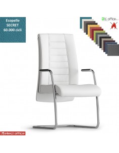 TAIT Poltrona interlocutore braccioli tubolare copribraccioli telaio cromato base slita ecopelle SECRET class 1 IM