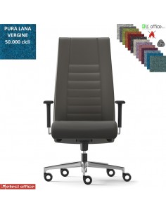 TAIT Poltrona direzionale mov. sincro multiblock braccioli regol. nylon pad scorrevole base alluminio Lana vergine Class 1 IM