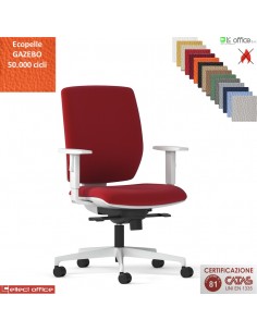 MIRAI WHITE Poltrona operativa schienale mov. Up-down syncro antishock braccioli ecopelle GAZEBO Class 1IM