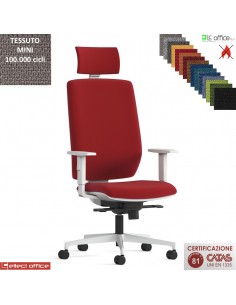 MIRAI WHITE Poltrona operativa schienale mov. Up-down appoggiatesta syncro antishock braccioli TESSUTO MINI class 1 IM