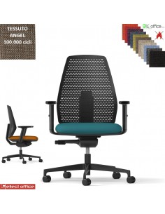 PIPER Poltroncina operativa schienale regolabile mov. sincro autopesante antishock base e cover neri tessuto Angel class 1 IM