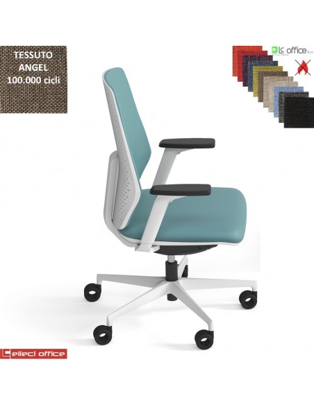 PIPER Poltroncina operativa schienale imbottito regolabile mov. sincro autopesante antishock base e cover neri Angel class 1 IM