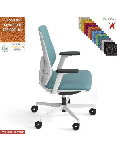 PIPER Poltroncina operativa schienale imbottito regol. mov. sincro autopesante antishock base cover BIANCHI KING FLEX class 1IM