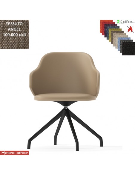 HOST Poltroncina interlocutore girevole base nylon antracite piramidale a 4 gambe rivestimento in tessuto Angel class 1 IM