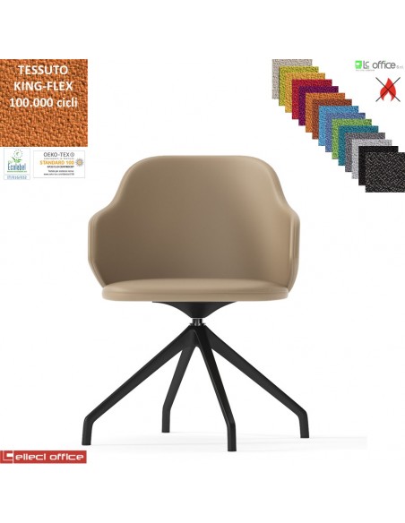 HOST Poltroncina interlocutore girevole base nylon antracite piramidale a 4 gambe rivestimento tessuto  KING FLEX class 1IM