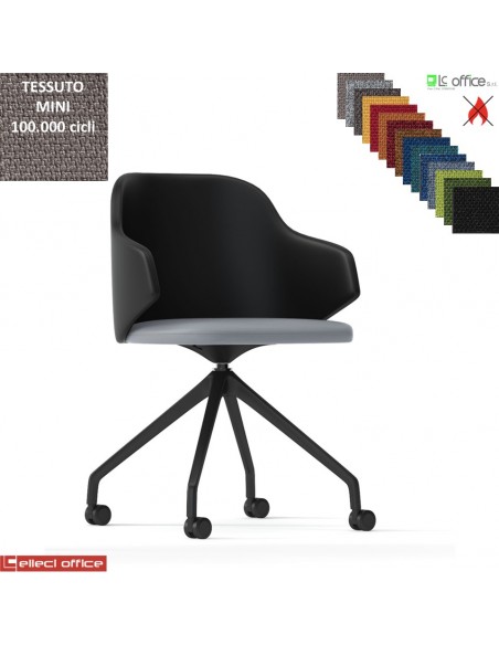 HOST Poltroncina interlocutore girevole base nylon antracite con ruote piramidale a 4 gambe rivestimenti TESSUTO MINI class 1 IM