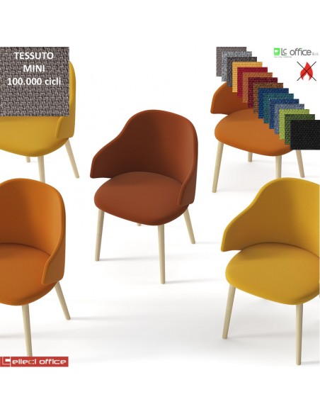 HOST Poltroncina attesa con base a 4 gambe in legno frassino verniciato naturale