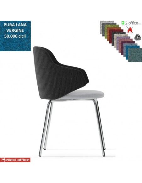 HOST Poltroncina attesa con base a 4 gambe cromo rivestimenti in Lana vergine Class 1 IM