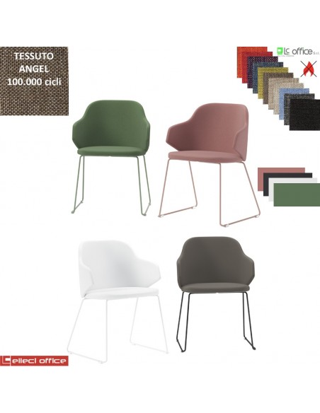 HOST NEW Poltroncina attesa Slitta acciaio verniciata nei colori antracite bianco cipria verde salvia tessuto Angel class 1 IM