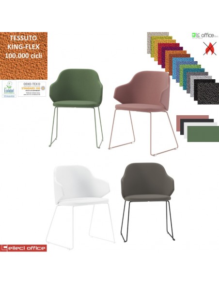 HOST NEW Poltroncina attesa Slitta acciaio verniciata colori antracite bianco cipria verde salvia tessuto KING FLEX class 1IM