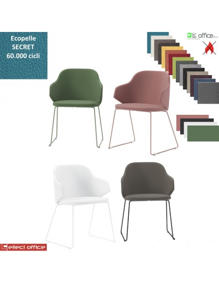 HOST NEW Poltroncina attesa Slitta acciaio verniciata colori antracite bianco cipria verde salvia ecopelle SECRET class 1 IM