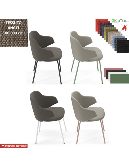 HOST NEW Poltroncina attesa 4 gambe acciaio verniciata nei colori antracite bianco cipria verde salvia tessuto Angel class 1 IM