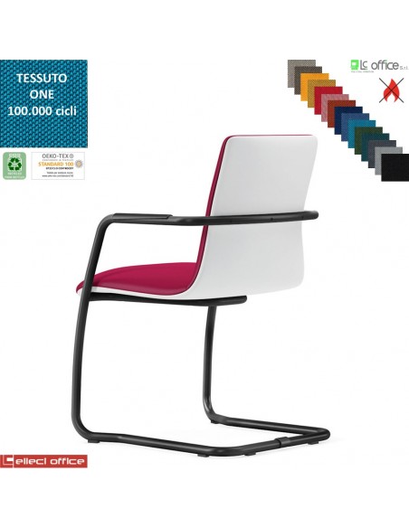 SORI Poltroncina attesa sedile e schienale imbottiti telaio a slitta verniciato nero rivestimento tessuto ONE class 1 IM