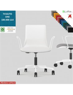 SORI Poltroncina girevole sedile schienale imbottiti braccioli base bianco ruote alzata gas rivestimento tessuto ONE class 1 IM