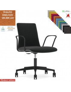 SORI Poltroncina girevole sedile schienale imbottiti braccioli base neri ruote alzata gas TESSUTO KING FLEX class 1IM