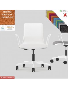 SORI Poltroncina girevole sedile schienale imbottiti braccioli base bianco ruote alzata gas TESSUTO KING FLEX class 1IM