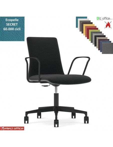 SORI Poltroncina girevole sedile schienale imbottiti braccioli base neri ruote alzata gas