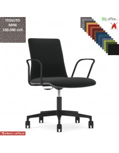SORI Poltroncina girevole sedile schienale imbottiti braccioli base neri ruote alzata gas TESSUTO MINI class 1 IM