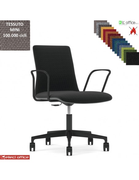 SORI Poltroncina girevole sedile schienale imbottiti braccioli base neri ruote alzata gas TESSUTO MINI class 1 IM