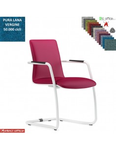 SORI Poltroncina attesa sedile e schienale imbottiti telaio a slitta verniciato nero rivestimenti in Lana vergine Class 1 IM