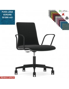 SORI Poltroncina girevole sedile schienale imbottiti braccioli base neri ruote alzata gas in Lana vergine Class 1 IM