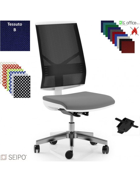 BOSS BS51 poltrona operativa schienale in rete bianca movimenti autobalance F tessuto B SEIPO