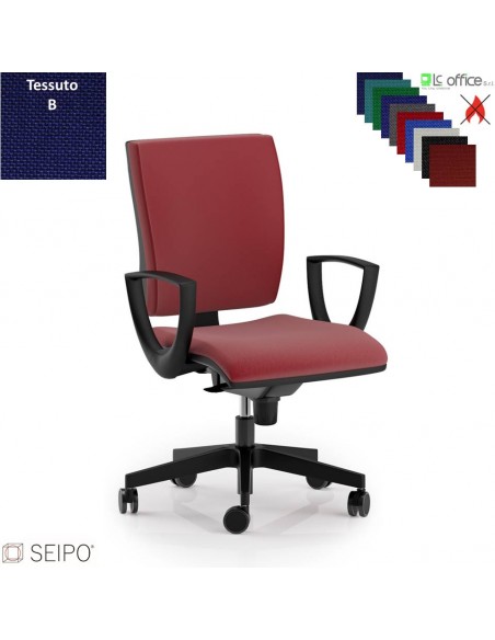 CONNECT CN53 poltrona operativa schienale basso imbottito braccioli movimento sincronizzato R4 tessuto B