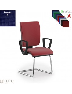 CONNECT CN62 poltrona visitatore slitta  braccioli cromata tessuto B