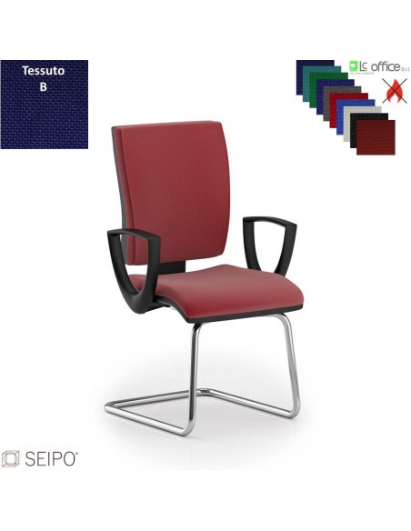 CONNECT CN62 poltrona visitatore slitta  braccioli cromata tessuto B