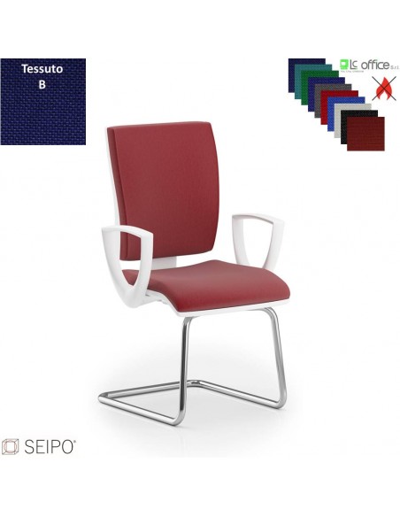 CONNECT CN80 poltrona visitatore slitta braccioli base cromata tessuto B