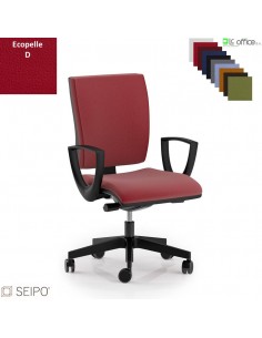 CONNECT CN54 poltrona operativa schienale basso imbottito braccioli movimento sincronizzato Z ecopelle D SEIPO