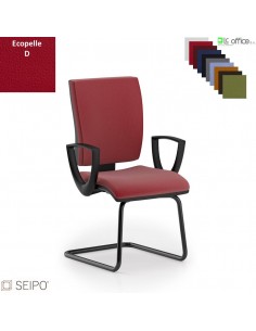 CONNECT CN61 poltrona visitatore slitta braccioli base nera ecopelle D SEIPO
