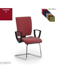 CONNECT CN62 poltrona visitatore slitta  braccioli base cromata ecopelle D SEIPO