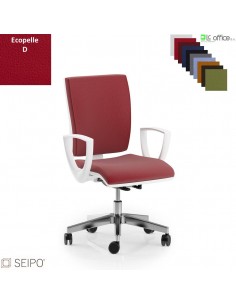 CONNECT CN75 poltrona operativa schienale basso imbottito braccioli movimento sincronizzato F ecopelle D SEIPO