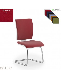 CONNECT CN79 poltrona visitatore slitta senza braccioli base cromata ecopelle D SEIPO