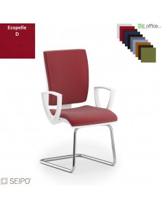 CONNECT CN80 poltrona visitatore slitta braccioli base cromata ecopelle D SEIPO