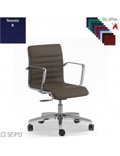 ROMBO R020 Poltrona schienale basso imbottito cuciture "lineari", braccioli movimento a gas "A" tessuto B