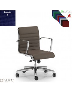 ROMBO R021 Poltrona schienale basso imbottito cuciture "lineari", braccioli movimento oscillante "B" tessuto B