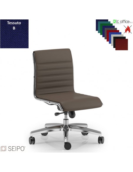 ROMBO R026 Poltrona schienale basso imbottito cuciture "lineari", senza braccioli movimento oscillante "B" tessuto B