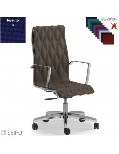 ROMBO R001 Poltrona schienale alto imbottito cuciture a "rombo", braccioli movimento a gas "A" tessuto B