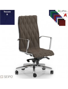 ROMBO R004 Poltrona schienale alto cuciture a "rombo", braccioli movimento oscillante fulcro avanzato "D" tessuto B