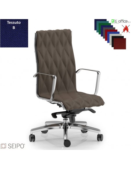 ROMBO R004 Poltrona schienale alto cuciture a "rombo", braccioli movimento oscillante fulcro avanzato "D" tessuto B