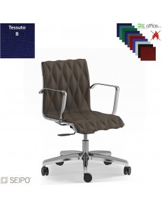 ROMBO R005 Poltrona schienale basso imbottito cuciture a "rombo", braccioli movimento a gas "A" tessuto B