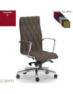 ROMBO R004 Poltrona schienale alto cuciture a "rombo", braccioli movimento oscillante fulcro avanzato "D" ecopelle D SEIPO