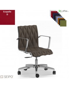 ROMBO R005 Poltrona schienale basso imbottito cuciture a "rombo", braccioli movimento a gas "A" ecopelle D SEIPO